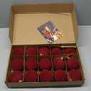 Senjie 3.15inch Burgundy Velvet Christmas Ornaments Balls Flocked Christmas Tree 12PCS Plastic Balls Xmas Hanging Ornaments Decoration Red