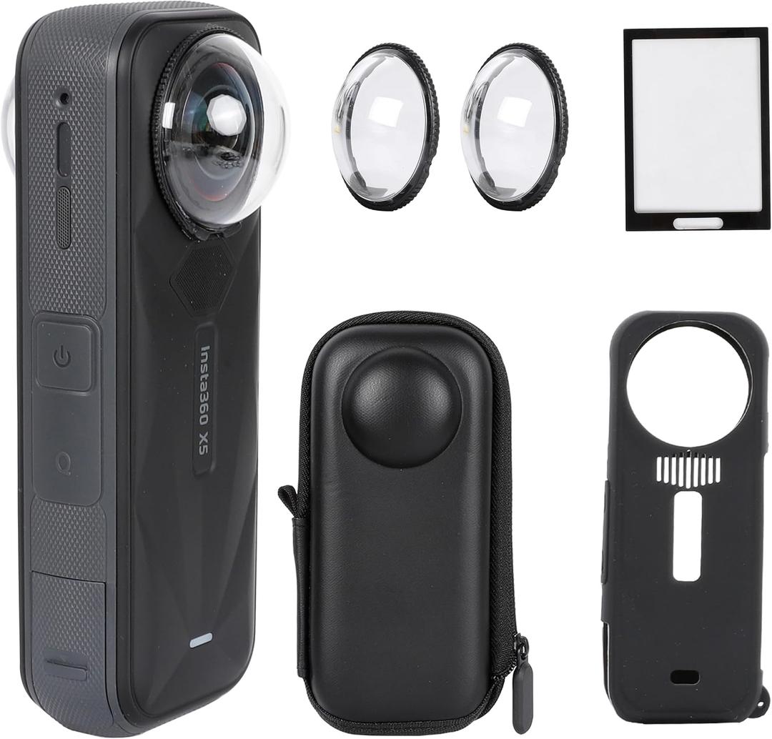 PellKing Camera Protective Accessories Kit for Insta360 X5, Insta 360 X5 Lens Guard/Silicone Protective Cover/Screen Protectors/Camera Case Bundle