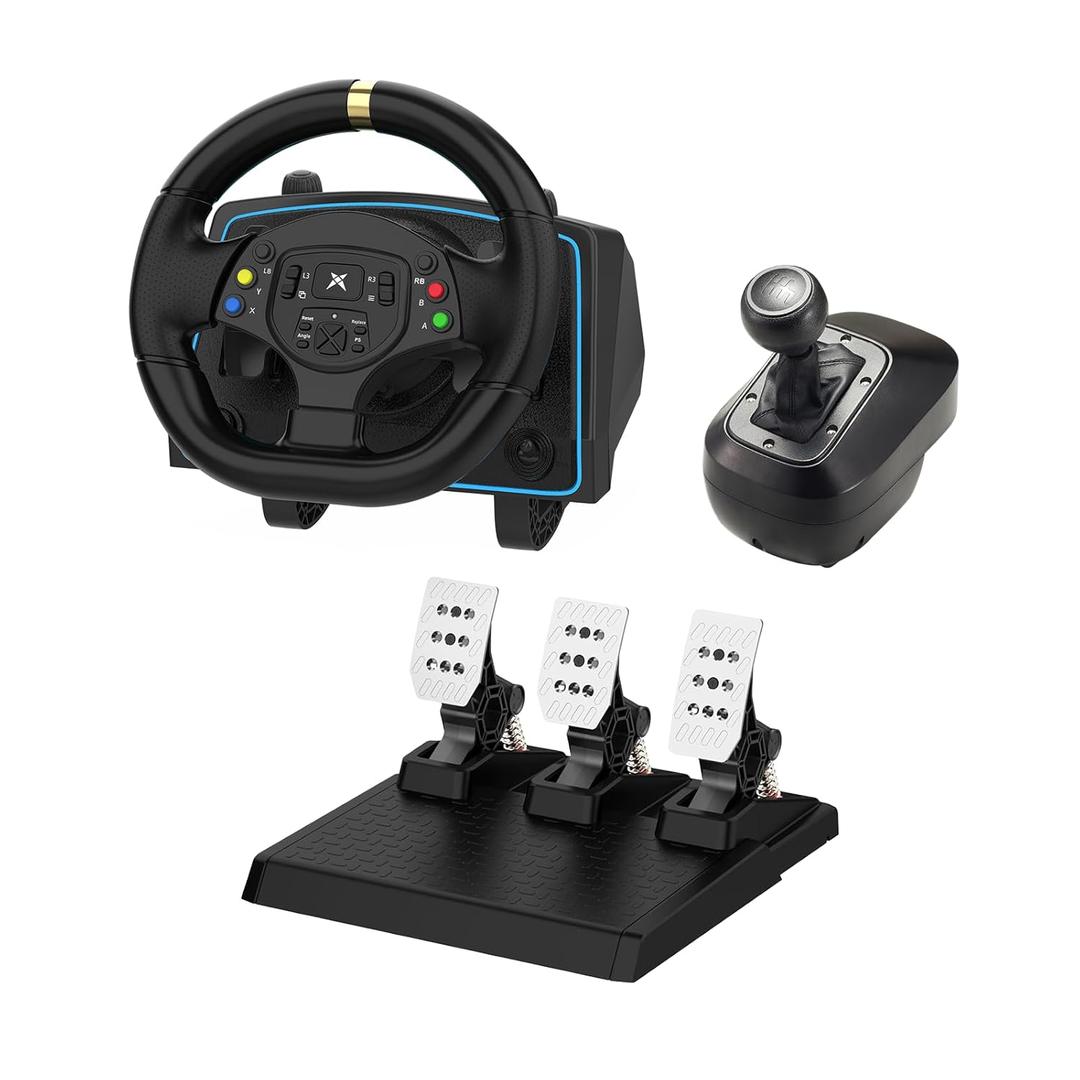 DOYO Gaming Steering Wheel with Pedals and Shifter, 1080 Racing Wheel with Paddle Shifters, Vibration Feedback, Steering Wheel for PC, PS4, Xbox One, Xbox Series X|S, PS3 and Switch
