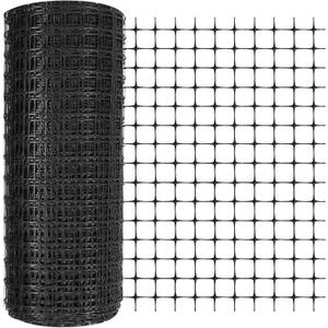 Preboun Plastic Mesh Fence 2 x 164 ft Plastic Safety Fence Roll Reusable Animal Construction Barrier Netting Temporary Pool Fencing Snow Fence for Construction Animal Garden Fencing(Black)