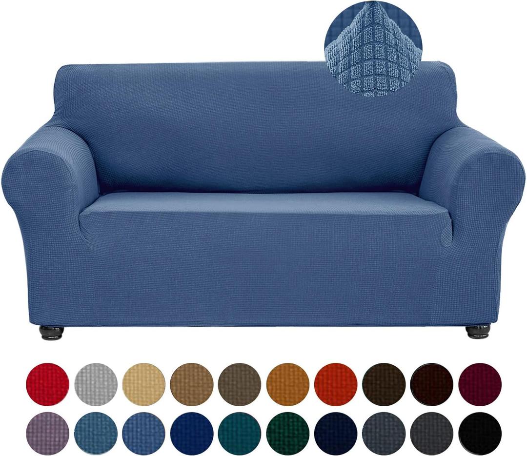 Joccun Stretch Loveseat Couch Cover, Water Repellent Sofa Slipcover for 2 Cushion Couch, Washable Furniture Protector Cover for Living Room (Medium55"-78"), Riverside)