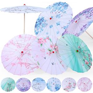 Shinylin 6 Pcs Chinese Oil Paper Umbrellas for Weddings 32 Inch Japanese Paper Parasol Classical Dance Parasol Bamboo Chinese Umbrella for Bridal Showers Favor Photography Costumes Perform Props