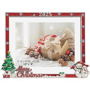 LARAINE Picture Photo Frame 8x10 Metal 2025 Christmas Snowmen High Definition Display Pictures for Tabletop Home Decorative Holiday Gift (Red (2025))