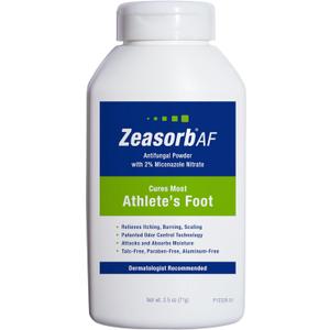 Zeasorb Super Absorbent AF Powder, Patented Odor Control Technology, with 2% Miconazole Nitrate and Soothing Aloe, Talc-Free, 2.5 oz Bottle