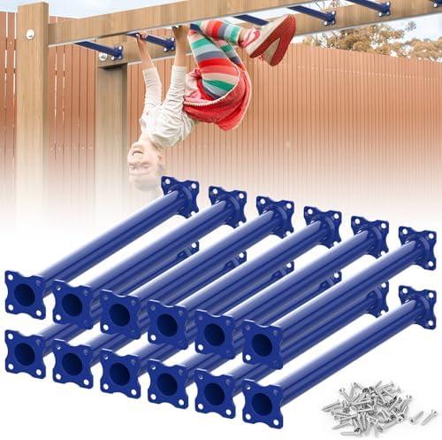 SUNSHINE FARMRE 16.5 Inch Monkey Bars Kit Playground Ladder Rungs for Backyard Indoor Outdoor Kids Metal Monkey Bars Swing Set Playset Accessories (Dark Blue, 4 Pcs)