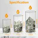 Clear and Unopenable Piggy Bank, Transparent Money Box for Cash Savings, Must-Break-to-Open Acrylic Coin Bank Change Jar for Real Money, Birthday Gifts for Kids & Adults (Cylindricity, Small)
