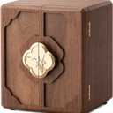 Black Walnut Jewelry Box for Women, 5-Layer Double-Door Cabinet Organizer