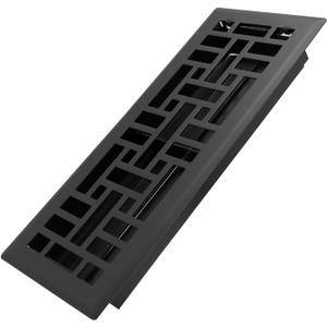Howeall 4x12 Inches Heavy Duty Walkable Floor Register Easy Adjust Air Supply Lever Floor Vents - Seattle Design - Vent Cover for Home Floor - Matte Black