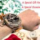 Steampunk Antique Brass Sundial Compass Handmade Leather Band Wrist Compass and Nautical Sundial Watch