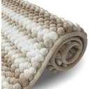 Color&Geometry Beige Chenille Bathroom Rugs- Non Slip, Absorbent, Quick Dry, Thin, Washable- 16"x24" Small Bathmat Bath Carpet for Washroom Floor, Shower, Sink, Vanity (1'4" x 2' (Rectangular), Beige)