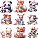 Animal Iron-On Transfer Decals for Clothing, Multi-Pack Pocket Size, DIY T-Shirts and Hoodies, Cute & Fun Designs Thermal Heat Sticker (H-1)