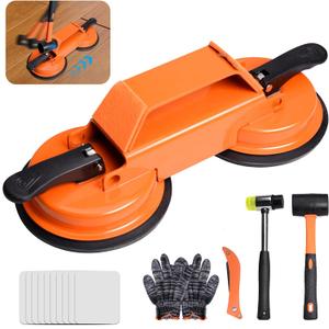 Floor Gap Fixer Tool Kit for Laminate & Vinyl Plank Floors, Heavy Duty Floor Suction Cup Tool for Gaps with Rubber Hammer, Adhesive Pads & Scraper, Laminate Floor Repair Kit for Floating Floors