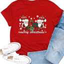 Christmas Shirt for Women Gnome T-Shirt Xmas Holiday Gnomes Tee Tops (Small, Red2)