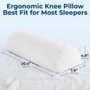 5 STARS UNITED Knee Pillow for Back Sleeping Memory Foam Cushion for Sciatica Pain Relief Under Leg Support for Sleeping on Back Half Moon Bolster for Bed, White