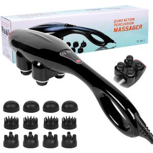 Handheld Massager, Four-Head Massage Gun, relieves deep Tissue Pain. Percussion Massage Function, Suitable for Massaging The Back, Neck, Shoulders, Legs, Limbs, Muscles, and Body.