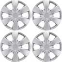 BDK Hubcaps OEM Style Replica Wheel Cover - 15" Silver Durable ABS Easy Installation (Full 4 Piece Set)