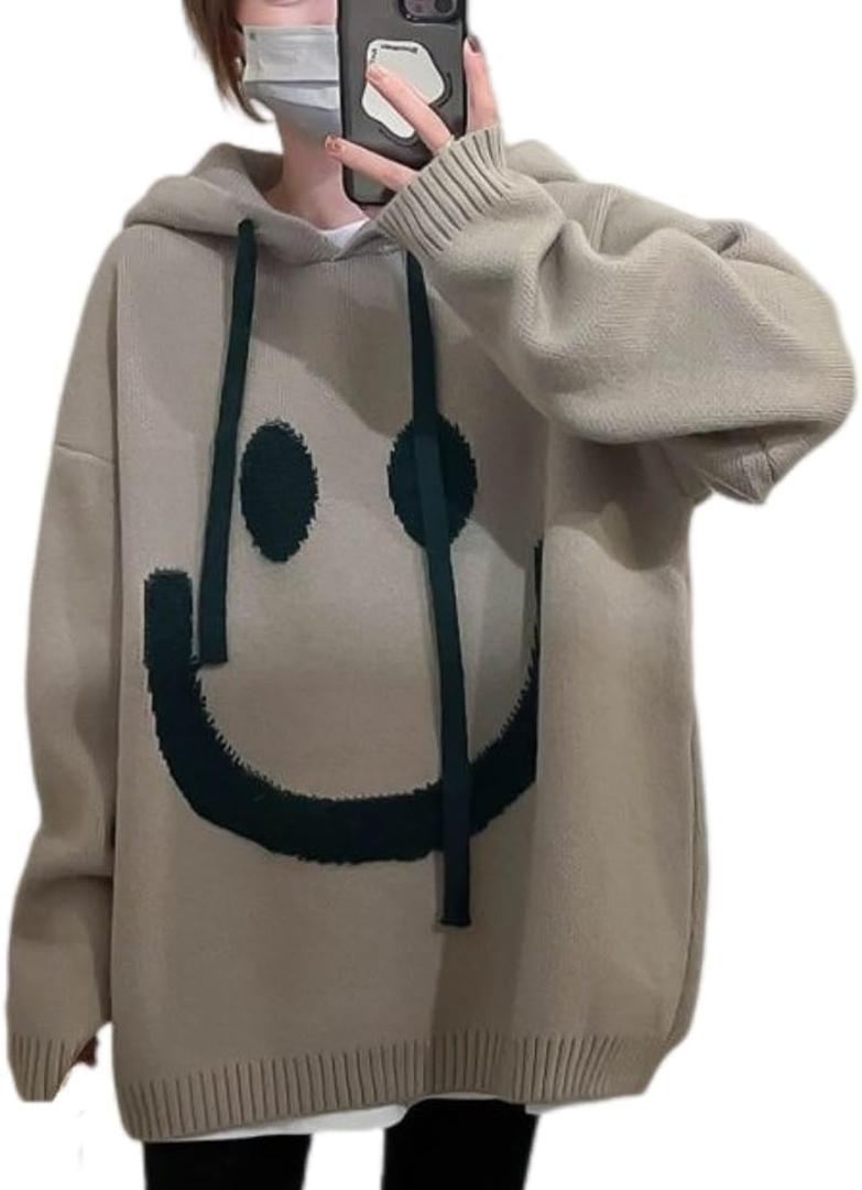 kiobrvhe Women's Oversized Thick Knit Hoodies Trendy Casual Pullover Sweatshirts Y2k Outfits Clothes (US, Alpha, Medium, Regular, Regular, A Khaki)