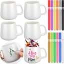 Mifoci 4 Sets Make Your Own Mug Mother's Day Gifts Painted Ceramic Mugs to Paint Kit You Can Decorate Coffee Cup Decorating Kit DIY Ceramic Cup for DIY Create a Keepsake Gift Craft Project (Classic)
