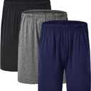 JINSHI Mens Sleeping Stretch Boxer Shorts Ultra-Soft Modal Lounge Pajama Bottoms with Pockets (Medium, 01,black/Deep Gray/Navy)