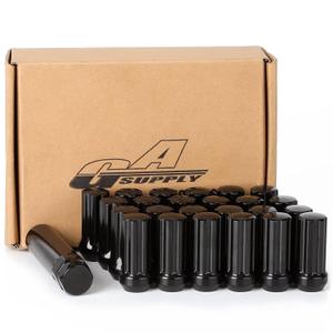 GAsupply 14x2 Lug Nuts Black, M14x2 Closed End Acorn Tuner Lug Nuts for Aftermarket Wheels, 2 Inch 50mm Tall, 24 Pack +1 Spline Lug Nut Key