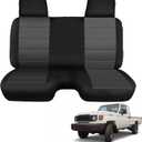 Front Bench Seat Cover for Toyota Pickup 1987-1994, Knitted Fabric with Molded Headrest & Small Shifter Notch, Bottom with Small 2-3 inches Notch - Black