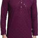 Sojanya Since 1958 Men'S Pure Cotton Sequence Only Long Kurta (Purple), Size: Small