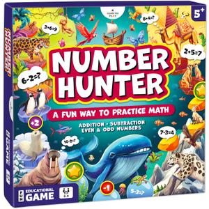 Clever Fox Play Number Hunter Math Board Game Addition & Subtraction Math Game for Kids 5-7 Year Old Fun Educational STEM Toy for 5+ Year Old, Kindergarten, 1st-3rd Grade, Homeschool & Family