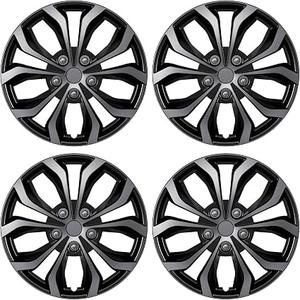 AutoBeeDen 4-Pack Universal Hubcaps Replacement R14 14 inch, Steel Wheel Rim Cover for Most Cars Trucks Sedans SUV, 14" 14 in Wheel Covers Hub Caps (Gray+Black Color)