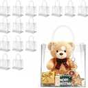 Ehpiern Clear Gift Bags, 15PCS Party Favor Goodie Bags with Handles 5.9X6.3 Inches, Reusable PVC Gift Wrap Bags Bulk for Merchandise, Retail, Boutique, Party Favors, Wedding, Birthday
