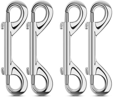 ERKOON 3.5 inch Double Ended snap Hooks,110lbs Metal Clips Load Capacity Zinc Alloy Double Sided Clips Heavy Duty Trigger Snap for Dogs Leashes/Water Bucket/Horse Feed/Hammocks Bolt snap (4 Pack)