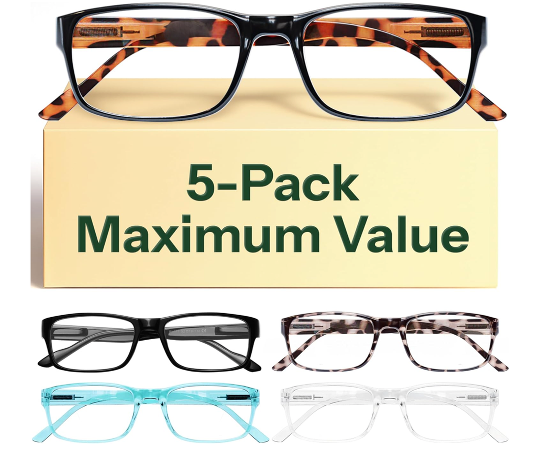Gaoye Professional Reading Glasses for All Day - Computer Readers with Blue Light Protection - Value Pack (Bold Fusion)