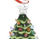 ReLIVE Ceramic Christmas Tree Light Up Ornament, Green, 5"