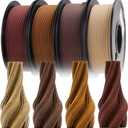 Wood PLA Filament Bundle, 3D Printer Filament Wood Filament 1.75mm PLA Filament,Individually Vacuum Packed, 250g*4 Spools, Maple+Cherry+Walnut+Mahogany