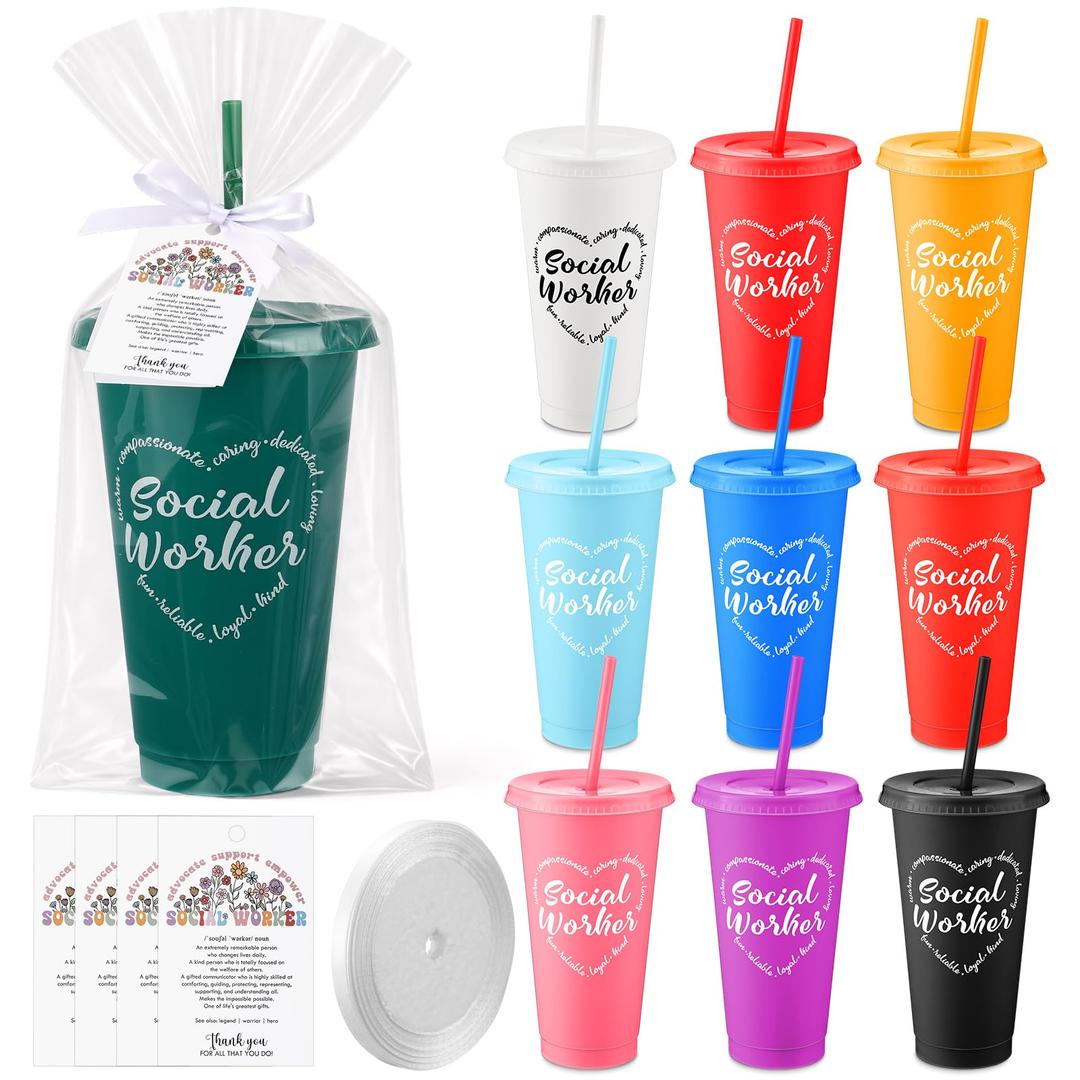Yetene 30 Sets Volunteer Appreciation Gifts Bulk Reusable Plastic Cups with Lids, Cards and Gift Bags Thank You Gift Set for Volunteer Teams School Community Public Events Staff Appreciation Giveaways