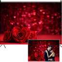8x6ft Love Heart Mothers Day Backdrops Spring Red Rose Floral Valentines Day Photography Banner for Wedding Bridal Shower Anniversary Birthday Proposal Engagement Women's Day Decoration