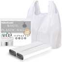 Plastic Bags, (11.5x 6.5" x 21)(500Pack) White Plastic Shopping Bags with Handles for Small Business Grocery T Shirt Bag Reusable and Disposable, in Bulk