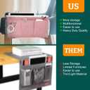 Bedside Caddy Organizer Hanging Storage Bag with Pockets for Books, Magazines, Phone, Tablet & Water Bottle  Bedside Storage for Dorm, Bunk Beds, Hospital Beds & Cribs, Pink