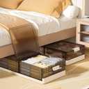 Under Bed Storage Containers, Stackable Under Bed Rolling Storage Plastic Containers, 11.5Gal Storage Bins with Wheels, Multi-purpose Storage Bins with Lids for Clothes, Shoes, And Duvets