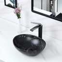 Davivy 16'' X 13.2'' Matte Black Oval Vessel Sink with Pop Up Drain,Bathroom Vessel Sinks,Bathroom Sinks Above Counter,Ceramic Vessel Sink,Counter top Sink,Black Sink Bowls for Bathroom
