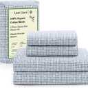 LANE LINEN Eco Friendly 100% Organic Cotton Queen Bed Sheets Set, Printed Modern Polka Dot Cotton Sheets, Soft & Comfy Low Pill Fade Resistance Fully Elasticized Queen Size Bed Set 15" deep Pockets