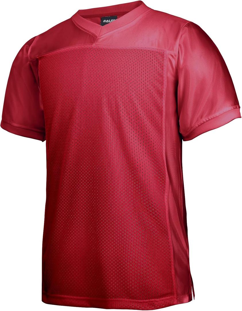 EALER Blank Football Jersey Mesh Athletic Football Shirt Practice Sports Uniform (Large, New Red)