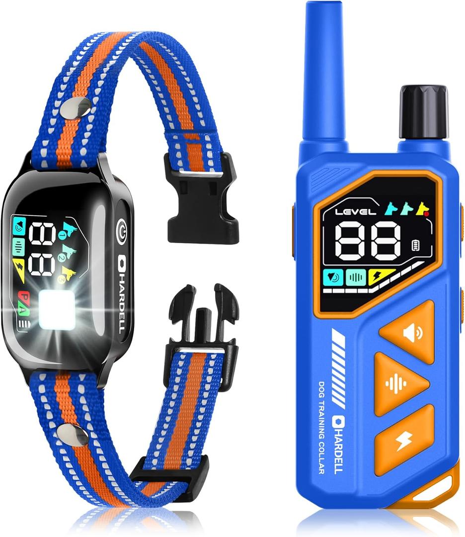 2-in-1 Dog Shock Collar and Bark Collar with Remote Control, Dog Training Collar Remote 3300FT, IPX7 Waterproof, Dog Shock Collar for Large Medium Small Size Dog, Dog Bark Collar with Flashing Light