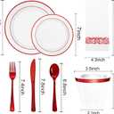 WELLIFE 700 Pcs Red Plastic Plates for 100 Guests - Plastic Dinnerware Set,Party Supplies Includes 200 Red Disposable Plates,300 Silverware,100 Napkins,100 Cups,Valentines Plates