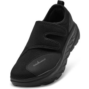 Women's Orthopedic Diabetic Wide Walking Shoes: Comfortable Arch Support Plantar Fasciitis Casual Slip On Loafers, Orthotic Adjustable Easy Top House Shoes for Swollen Feet and Heel Pain Relief (8.5 X-Wide, K1-black)