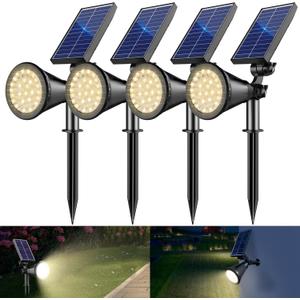 Solar Spotlight Outdoor Waterproof, 36 LED Outdoor Solar Lights with 2200mAh, 2-in-1 Wall or Ground Solar Flood Lights for Yard, Garden, Pathway, Auto On/Off Landscape Lighting- 4 Pack (Warm White)
