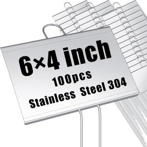 Landhoow 100 Pcs Large Garden Plant Markers Metal Plant Labels Sign 4'' x 6'' with 11'' Stake Weatherproof Waterproof Garden Sign for Outdoor Tree Seedlings Herbs Vegetable Greenhouse, Silver