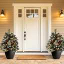 31" Prelit Artificial Christmas Tree Urn Filler  Battery Operated Outdoor Christmas Planter Filler with Timer, Multi-Color Lights, Berries & Pine Cones for Porch, Yard & Garden, 2 Pack