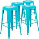 Flash Furniture Lily 30" High Metal Indoor Bar Stool in Teal - Stackable Set of 4