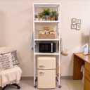 Vercraft 4 Tier Mini Fridge Shelf for Dorm with Wheels Hooks, White
Over Mini Fridge Storage Shelf, Microwave Stand, Wooden Shelves, Metal Frame, Movable, For Dorm, Apartment