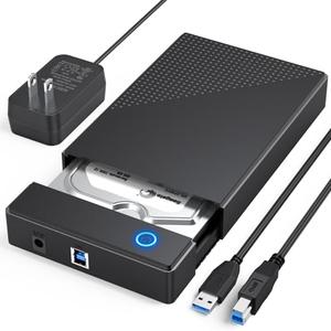 3.5 Hard Drive Enclosure, USB 3.0 Internal/External Hard Drive Case Lay-Flat Dock Station for 3.5/2.5 inch SATA HDD Up to 20TB Data Recovery Kit Support UASP with 12V 24W Power Adapter